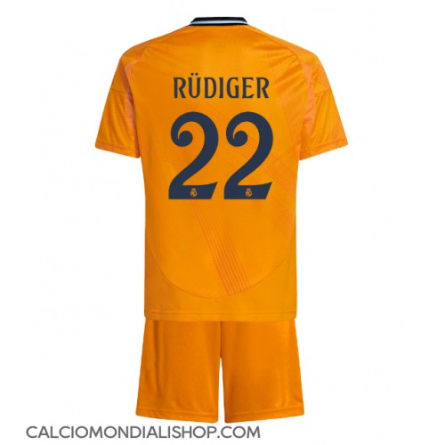 Maglie da calcio Real Madrid Antonio Rudiger #22 Seconda Maglia Bambino 2024-25 Manica Corta (+ Pantaloni corti)